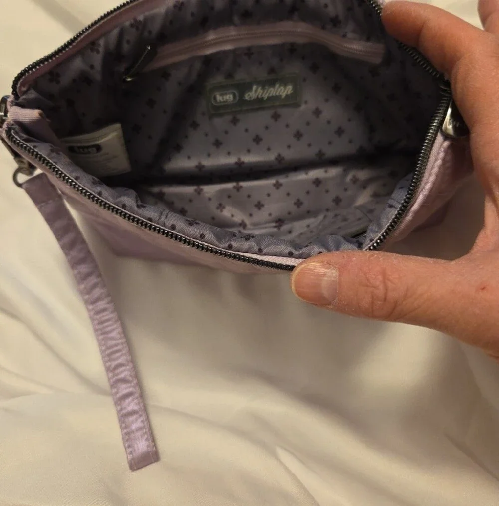 lug Quilted Lavender Satin Wristlet Crossbody Shiplap